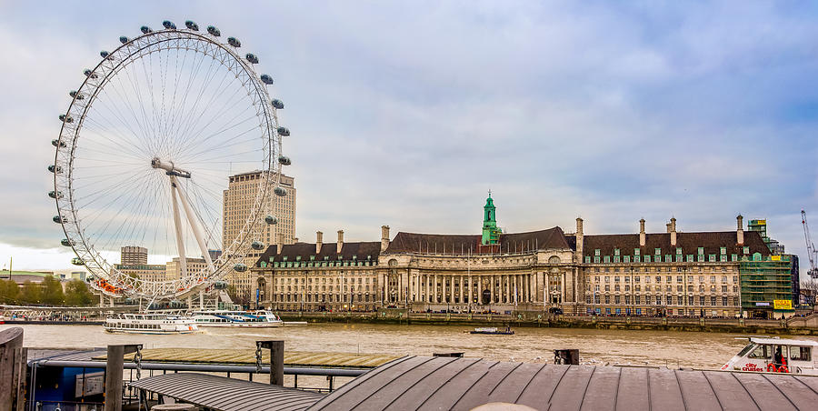 London Eye Panorama Photograph by Pati Photography