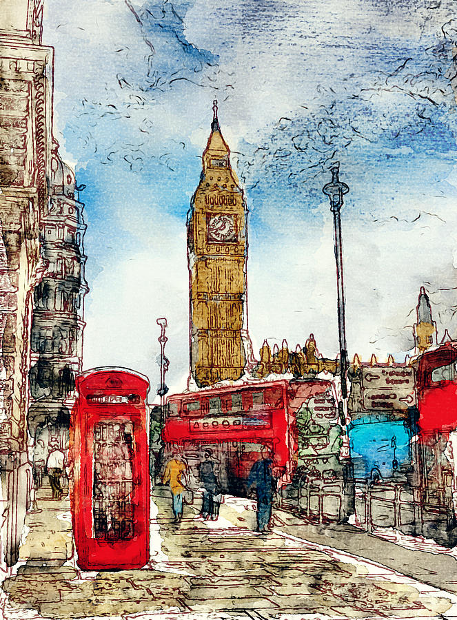 London Icons In Watercolor Photograph by Laura George