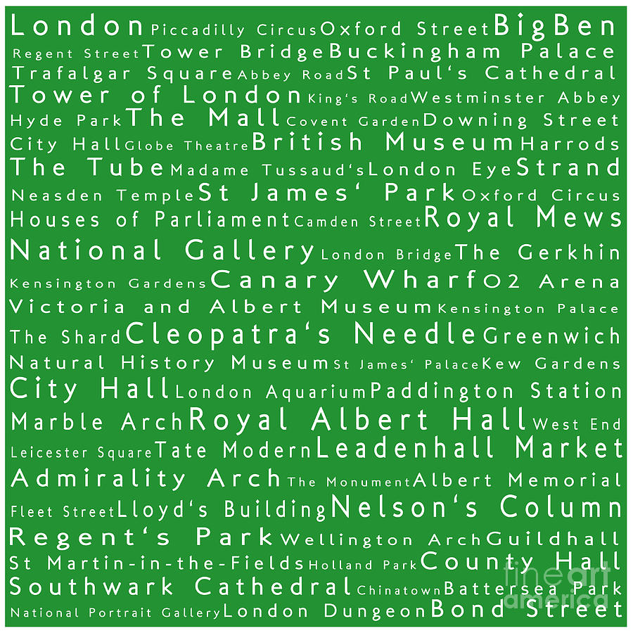 London In Words Green Photograph