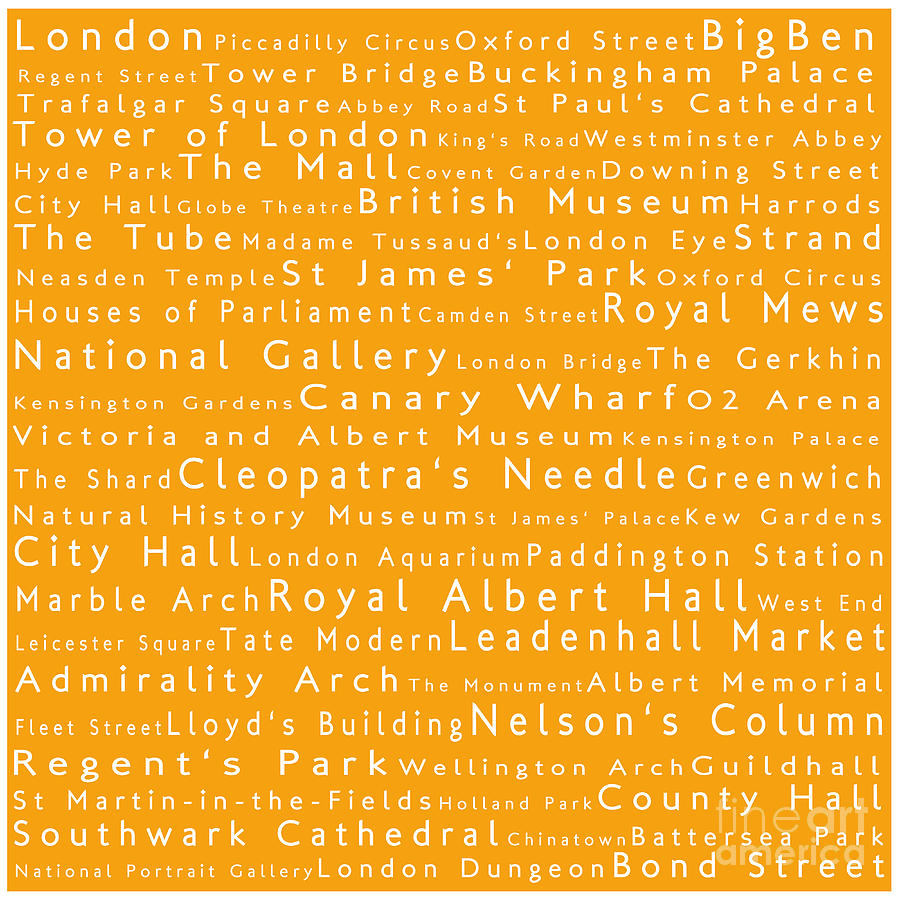 London in Words Orange Photograph by Sabine Jacobs