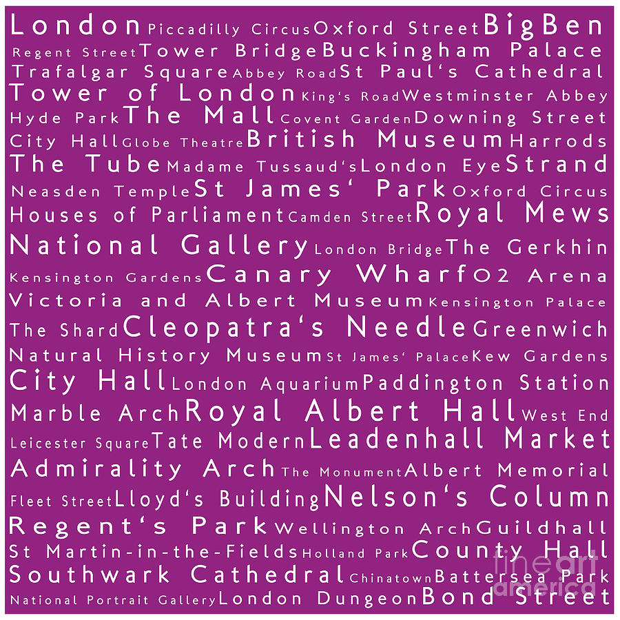 London in Words Pink Photograph by Sabine Jacobs