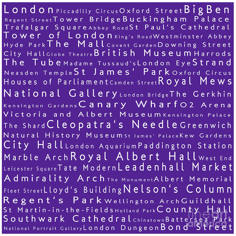 London in Words Purple Photograph by Sabine Jacobs