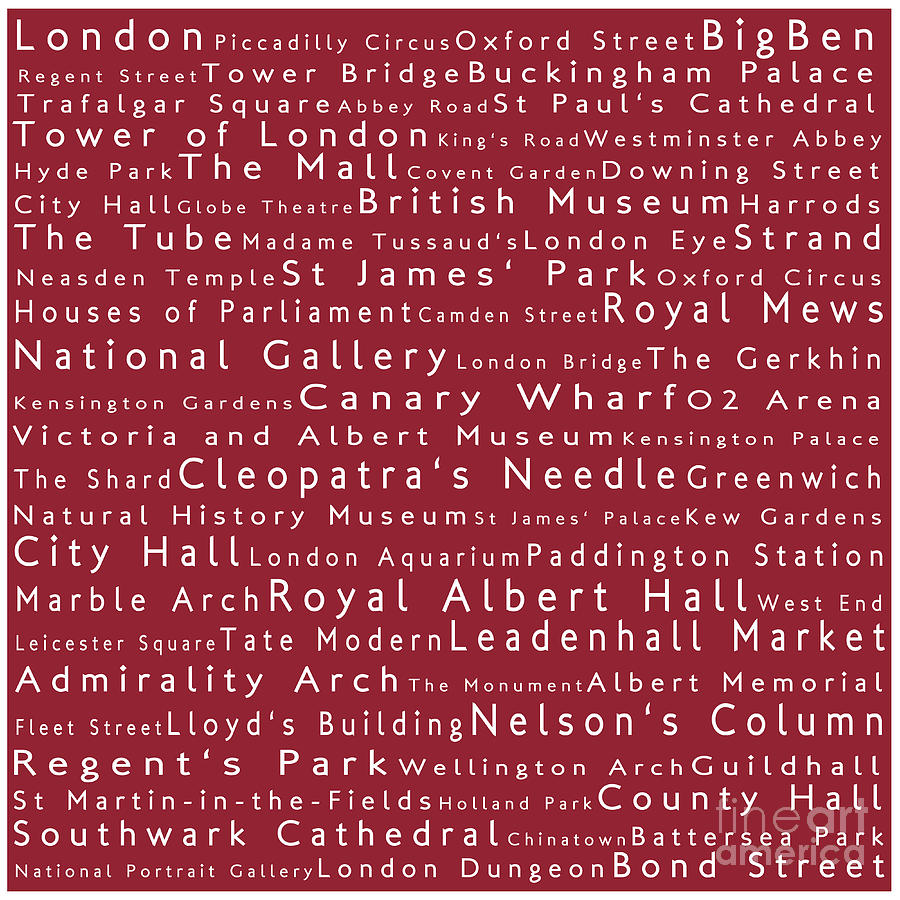 London in Words Red Photograph by Sabine Jacobs