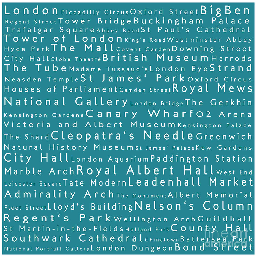 London In Words Teal Photograph