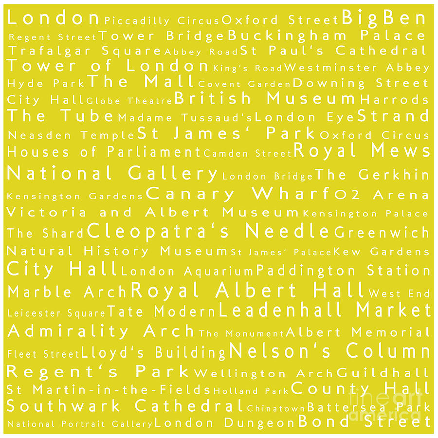 London In Words Yellow Photograph