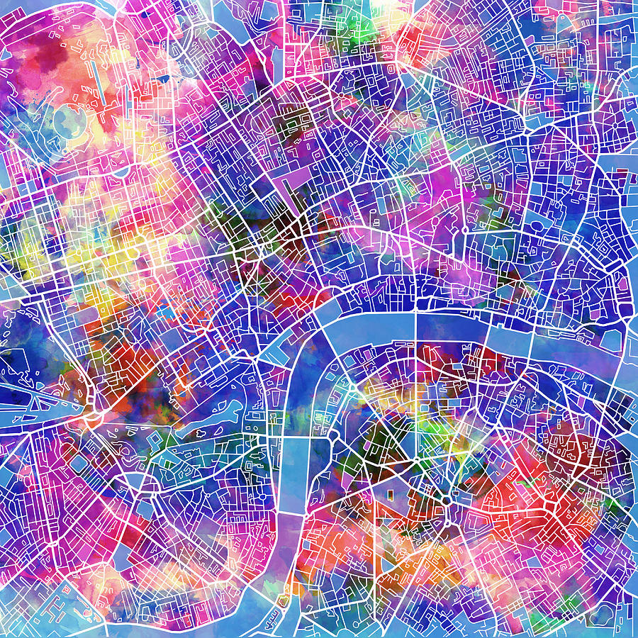 London Map Pink Painting by Bekim M