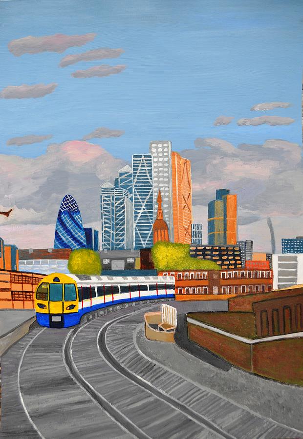London overland train-Hoxton station Painting by Magdalena Frohnsdorff