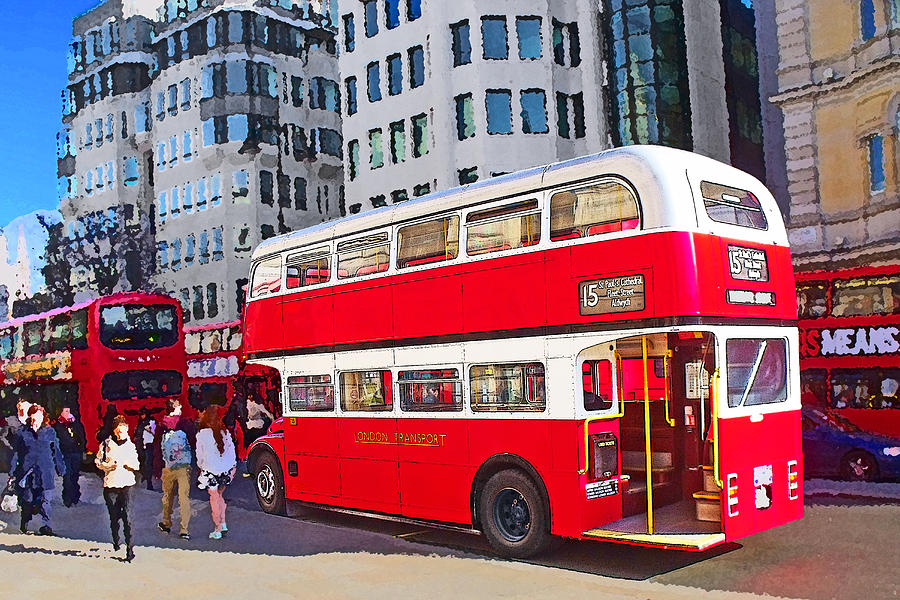 London Mixed Media - London Routemaster Bus by Peter Allen