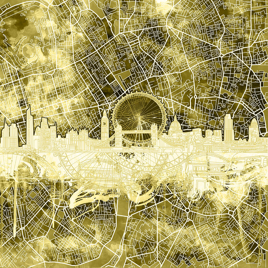 London Painting - London Skyline Abstract 3 by Bekim M