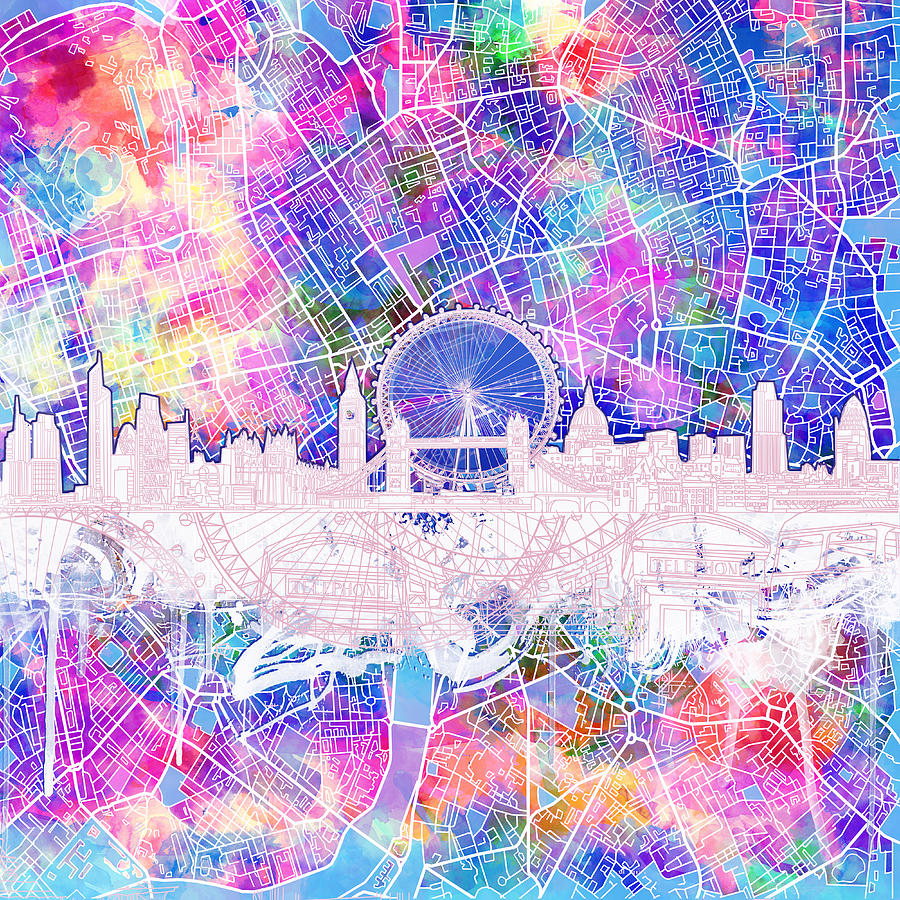 London Skyline Abstract 4 Painting by Bekim M