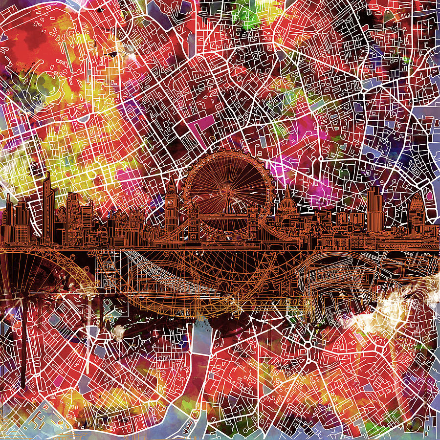 London Skyline Abstract 5 Painting by Bekim M
