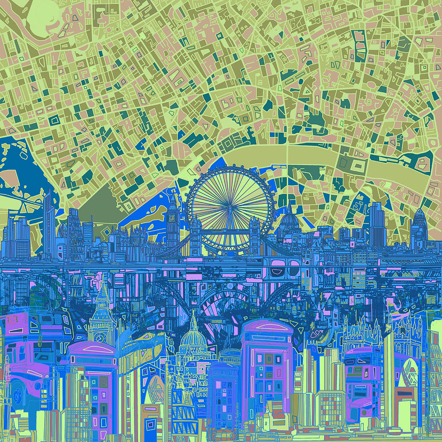 London Skyline Abstract 8 Painting by Bekim M
