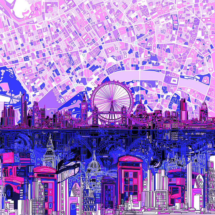 London Skyline Abstract 9 Painting by Bekim M