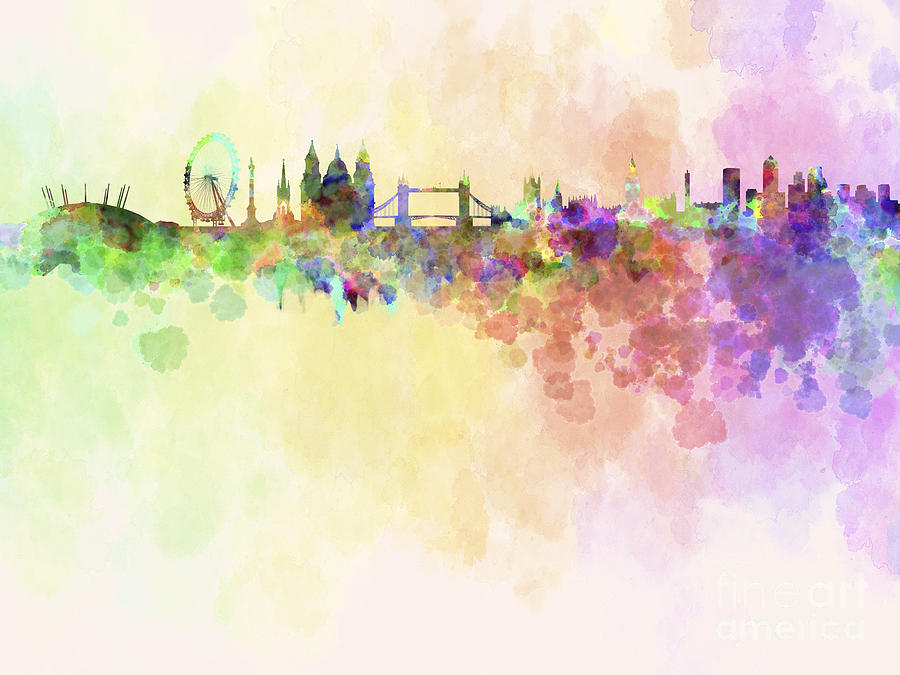 London Skyline In Watercolour Background Digital Art By Pablo Romero