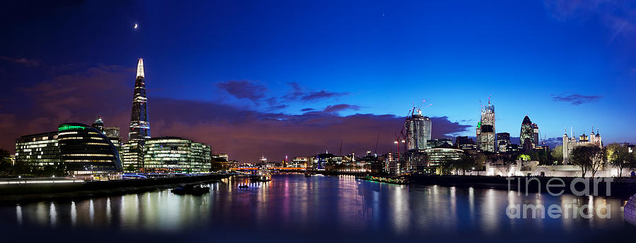 London Skyline Panorama At Night Photograph