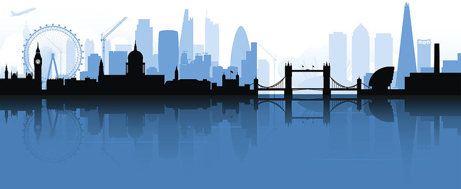 London Skyline Silhouette Drawing by youngID