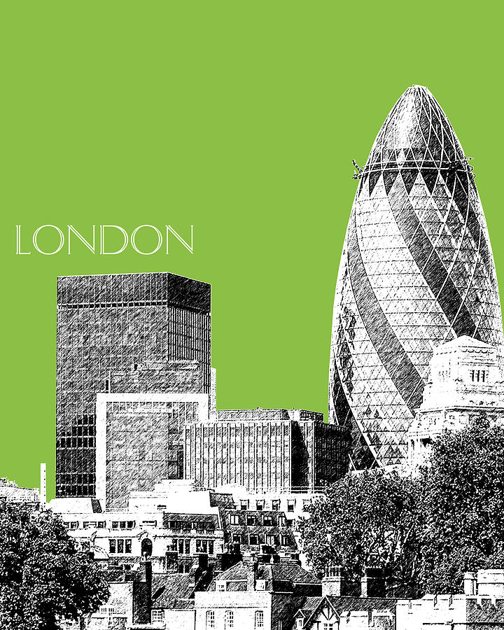 London Skyline The Gherkin Building - Olive Digital Art by DB Artist