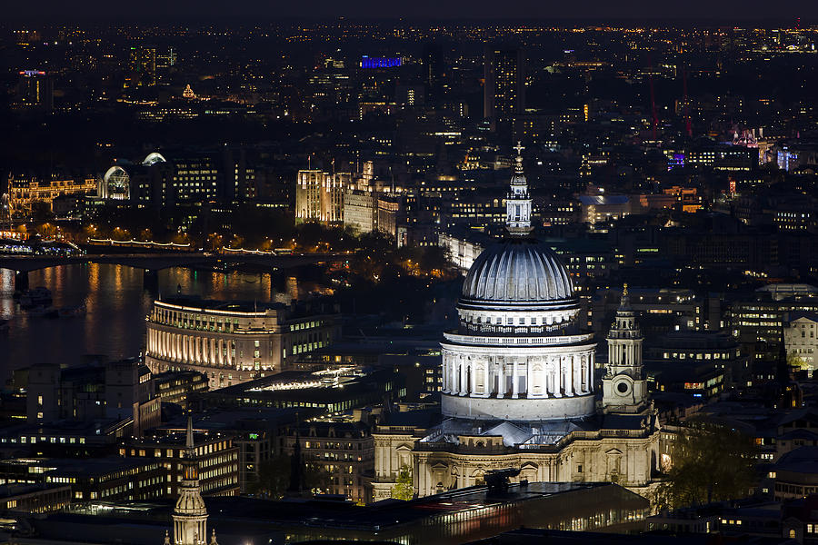 London St Pauls at night colour Photograph by Andy Myatt