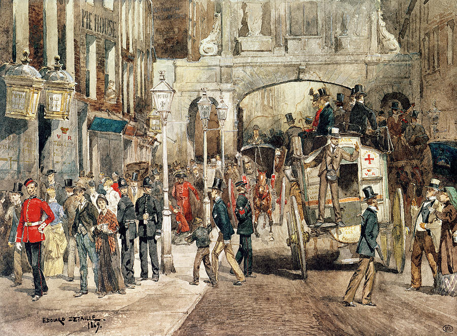 Sherlock Holmes Painting - London Street, 1869  by Jean-Baptiste Edouard Detaille