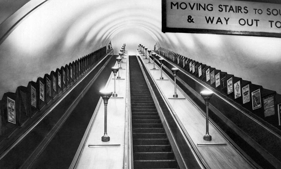 London Subway Escalators Photograph by Underwood Archives