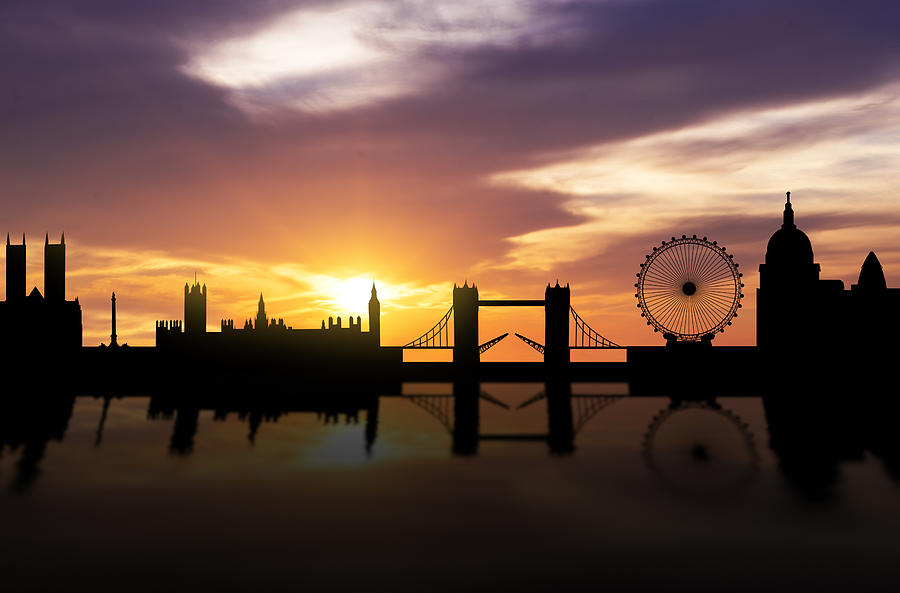 London Skyline Photograph - London Sunset Skyline  by Aged Pixel