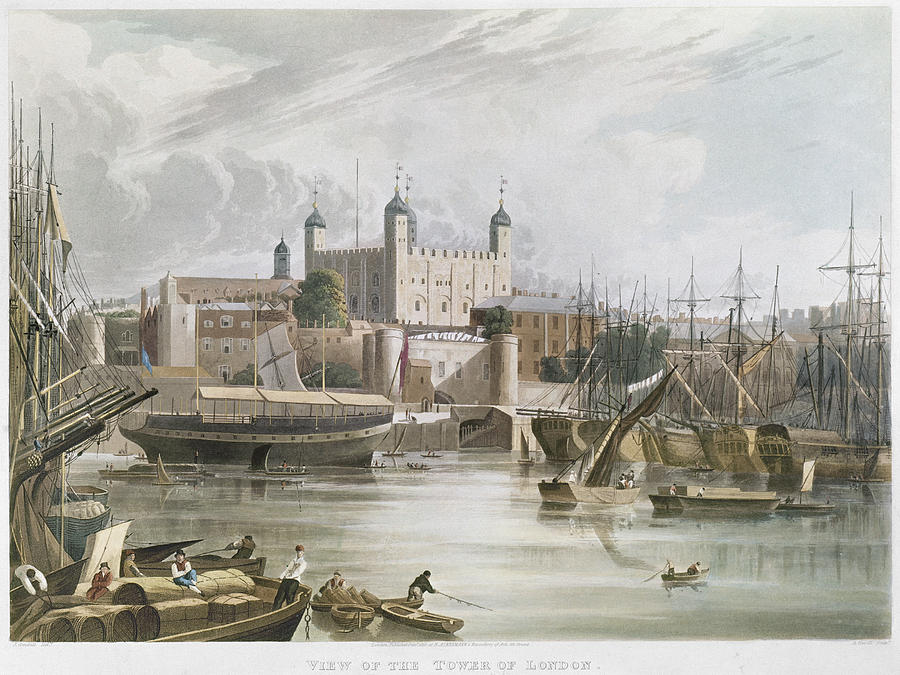 Castle Painting - London Thames River, 1819 by Granger