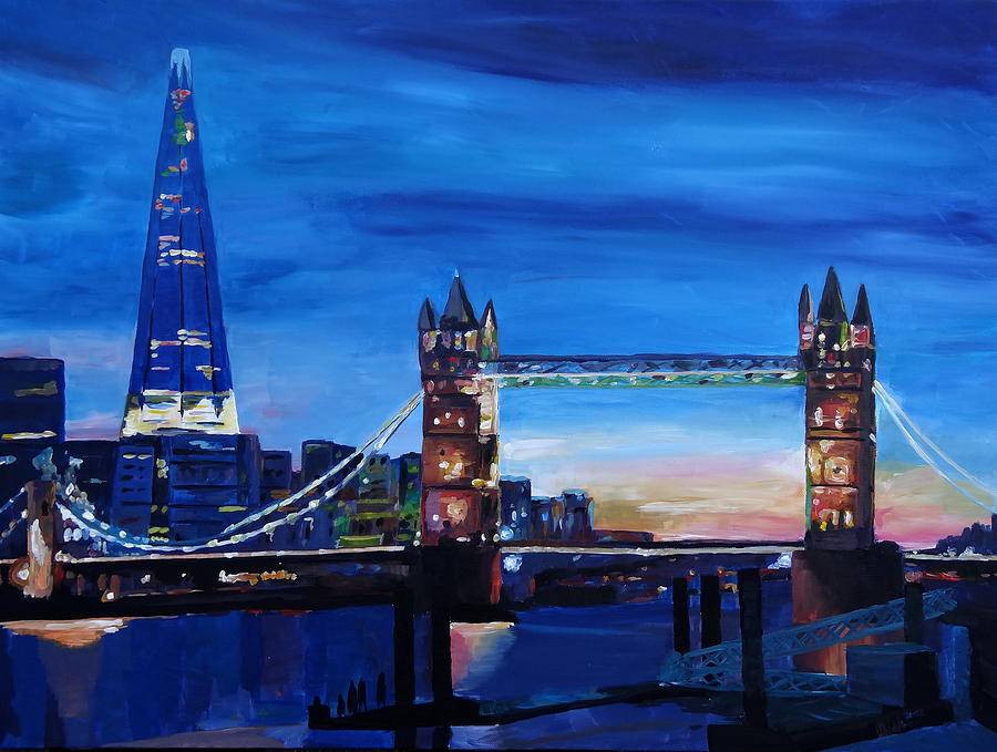 Office Gift Painting - London Tower Bridge and The Shard at Dusk by M Bleichner