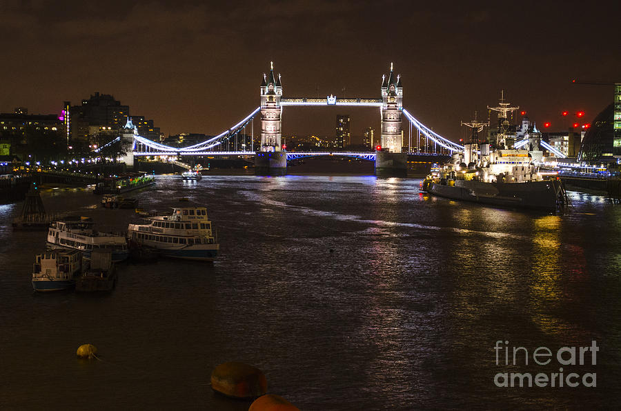 London Photograph - London Tower Bridge by Night by Deborah Smolinske