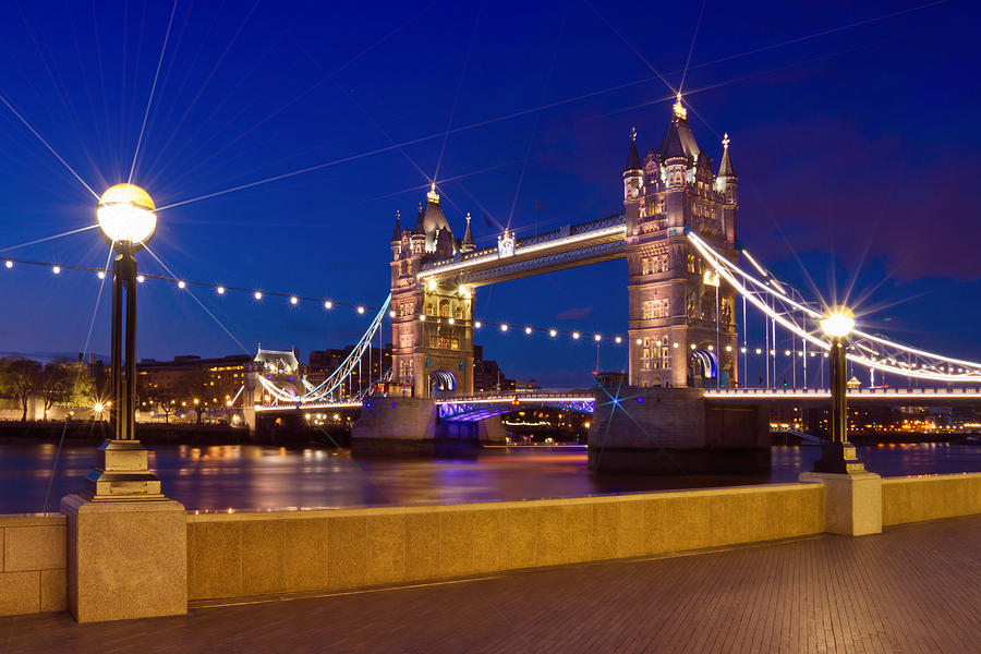 London Photograph - LONDON Tower Bridge by Night by Melanie Viola