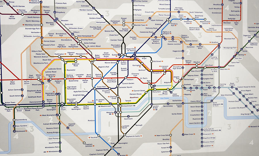 London Underground Map - Subway metro station Photograph by Franckreporter