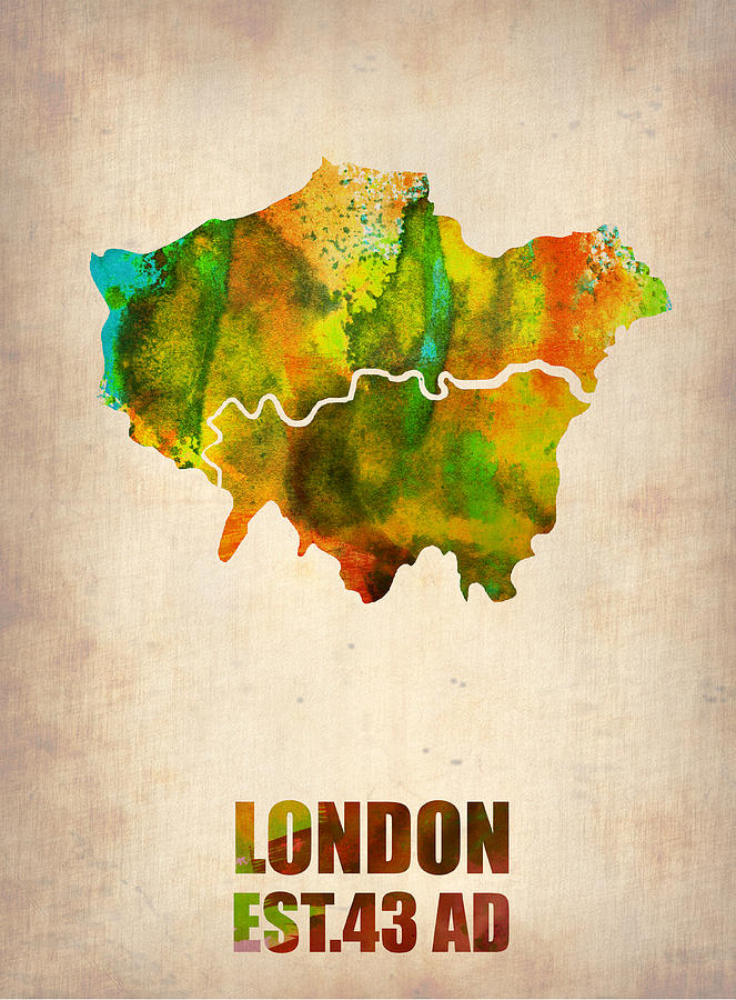 London Digital Art - London Watercolor Map 1 by Naxart Studio