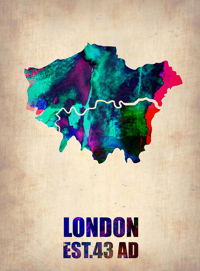 London Painting - London Watercolor Map 2 by Naxart Studio