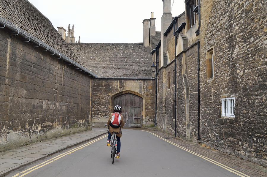 Lone Biker at Oxford University Photograph by Tom Wurl