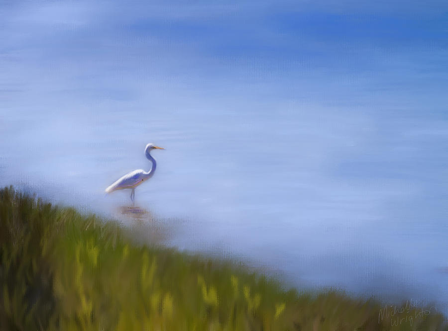 Lone Egret Painting Painting by Michelle Wrighton