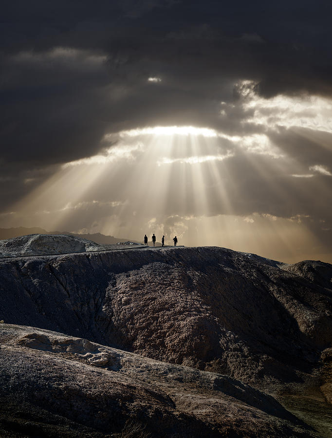 Lone Figures, Mountain, Dramatic Sky Photograph by Ed Freeman