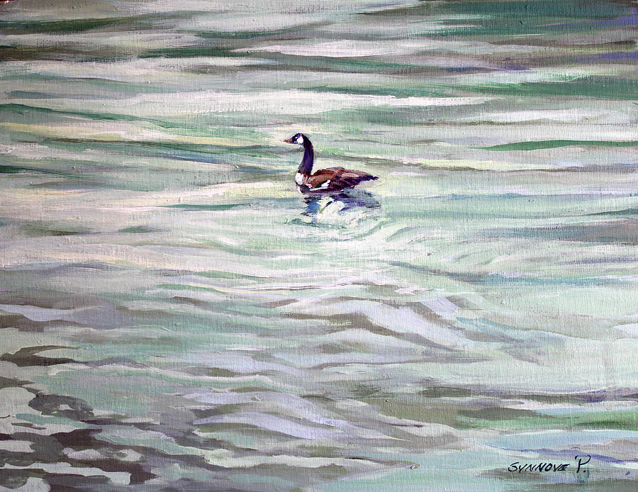 Lone Goose on Hammersley Painting by Synnove Pettersen
