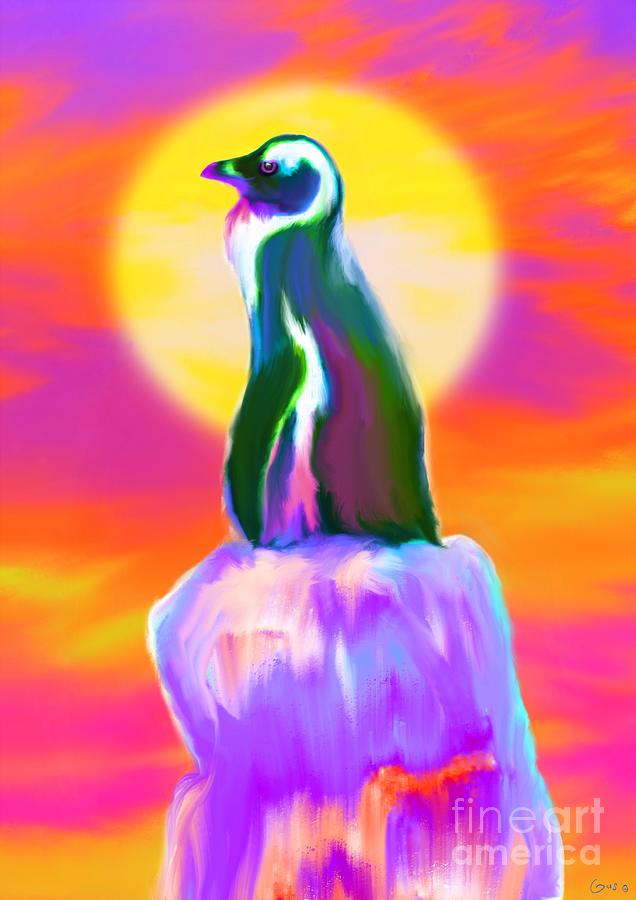 Lone Penguin  Painting by Nick Gustafson