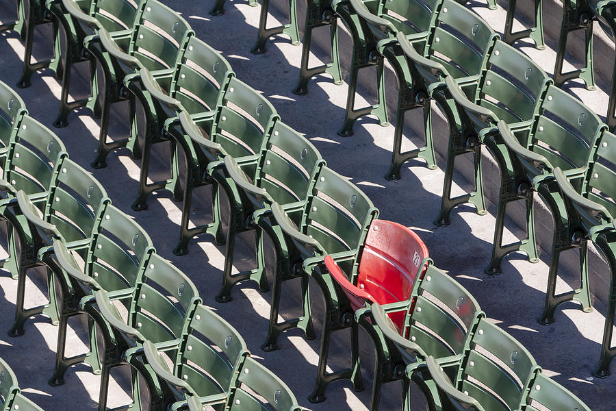 Lone Red Number 21 Fenway Park Photograph by Susan Candelario