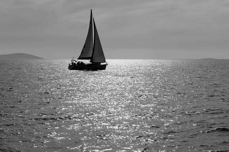 Lone Sailboat Photograph by Alexey Stiop