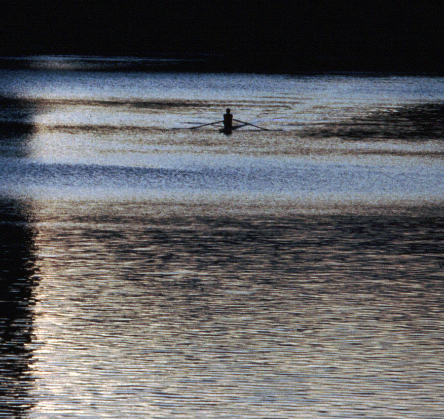 Lone Sculler on the Charles River Photograph by Tom Wurl