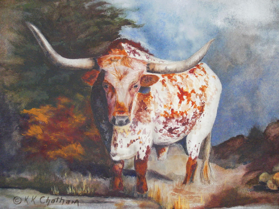 Lone Star Longhorn Painting by Karen Kennedy Chatham