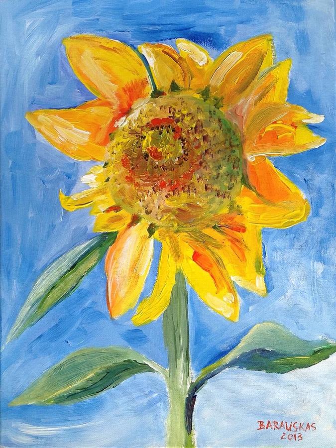 Lone Sunflower Painting by Andrea Barauskas - Fine Art America