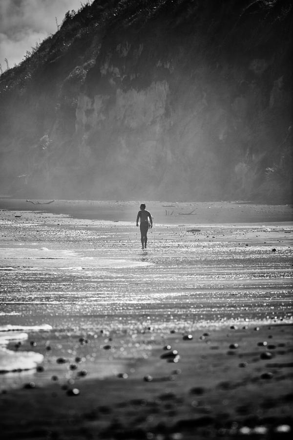 Black And White Photograph - Lone Surfer by Russ Dixon