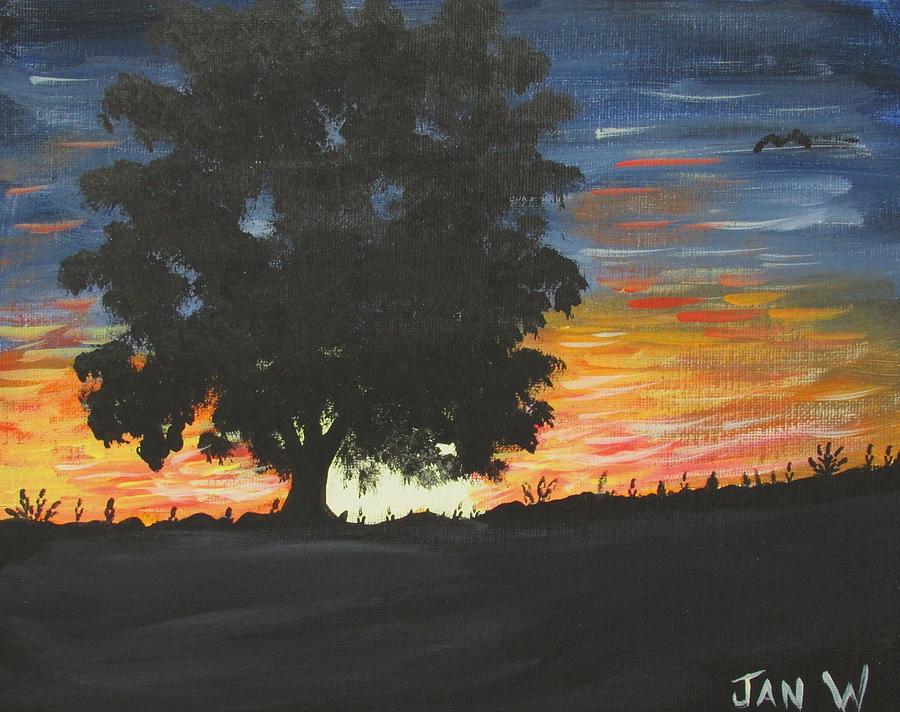 Lone Tree at Sunset Painting by Janice Walz - Fine Art America