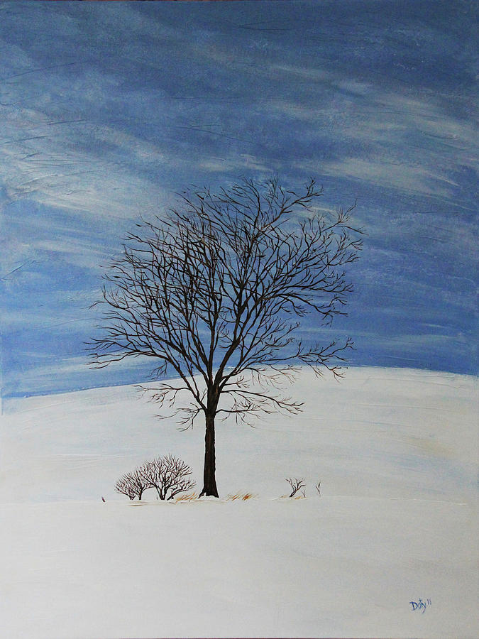 Winter Tree painting, diptych  kellieDAYart Winter Tree painting