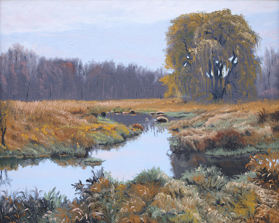 Lone Willow Painting by Kenneth Young