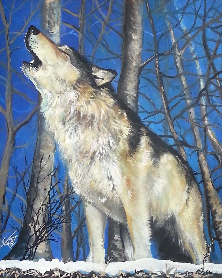 Lone Wolf Painting by Tom Carlton