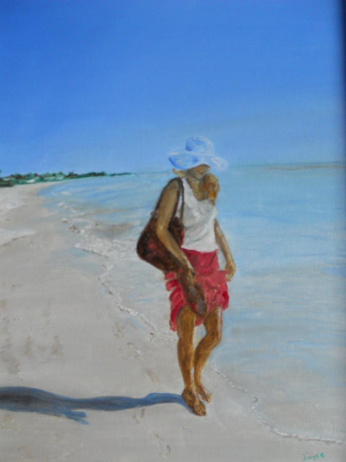 Portrait Painting - Lonely Beach Walk by Joyce Reid