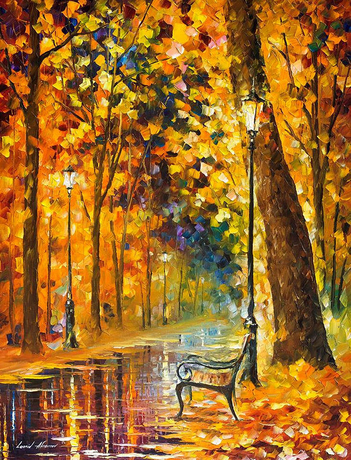 Lonely Bench - Palette Knife Oil Painting On Canvas By Leonid Afremov ...