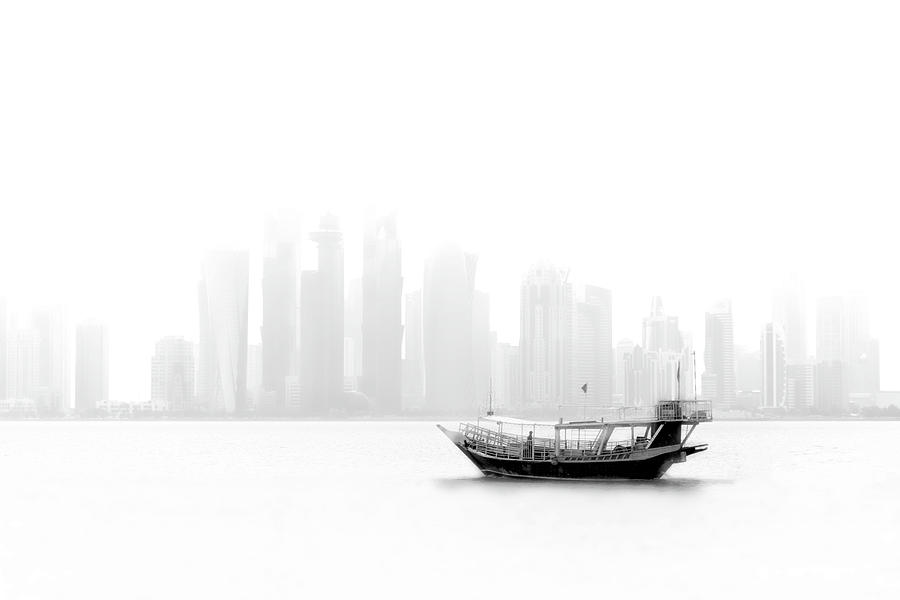 Doha Photograph - Lonely Boat by Ahmed Lashin
